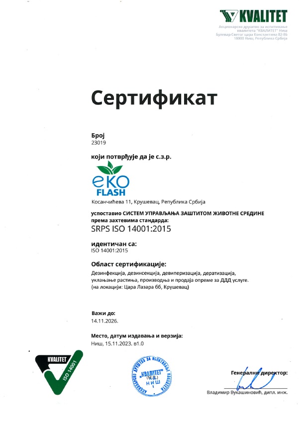 Sertifikat ISO 14001:2015